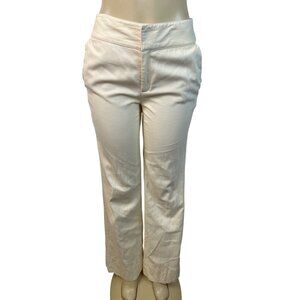 Banana Republic Womens Cream High-Waisted Slim Fit Pants With Hook Sz 6